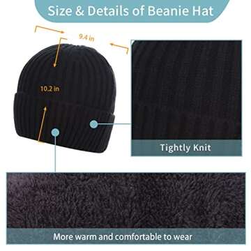 ecodudo Beanie Hat Scarf Touch Screen Gloves Set for Men and Women (Ribbed Knit)