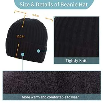 ecodudo Beanie Hat Scarf Touch Screen Gloves Set for Men and Women (Ribbed Knit)