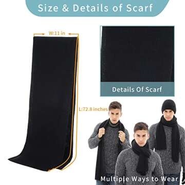 ecodudo Beanie Hat Scarf Touch Screen Gloves Set for Men and Women (Ribbed Knit)