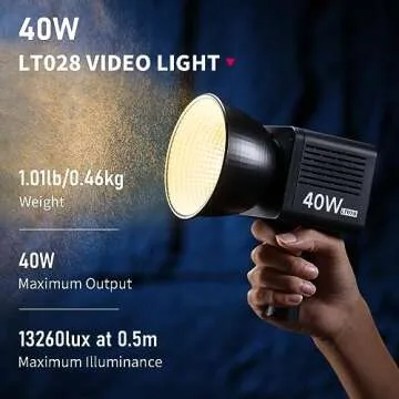 ULANZI LT028 40W COB Lightweight Handheld Video Light with 3400mAh Battery and Bi-Color Temperature ...