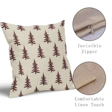 Aytipun Burgundy Christmas Tree Pillow Covers Set of 2