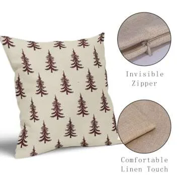 Aytipun Burgundy Christmas Tree Pillow Covers Set of 2