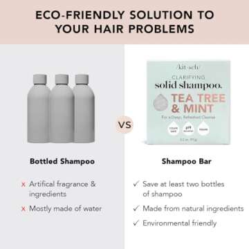 Kitsch Tea Tree & Mint Anti-Dandruff Shampoo Bar - Vegan, Natural, Paraben & Sulfate Free | For Itchy Scalp & All Hair Types | Made in US, 3.2oz