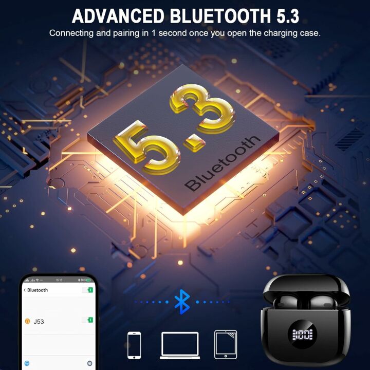 Bluetooth 5.3 Wireless Earbuds with 40H Playback