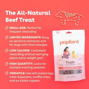Pupford Freeze Dried Training Treats for Dogs & Puppies - 225+ Three Ingredient Bites (Beef Liver, 2...