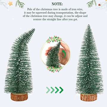 Desktop Miniature Christmas Trees Mini Pine Tree 5pcs with Snow and Wood Base for Xmas Holiday Party Home Tabletop Decor