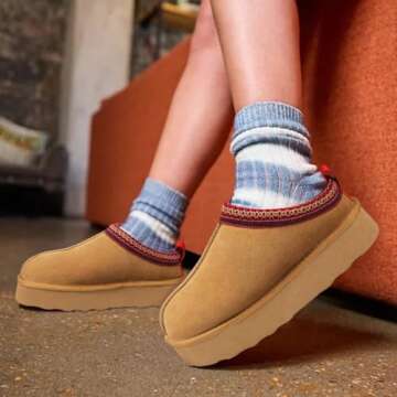 Tanamo Platform Slippers Women Ultra Mini Boots Ladie Shoes Outdoor Indoor Short Ankle Fur Fleece Fuzzy Cozy Fluffy Lining Comfortable Memory Foam