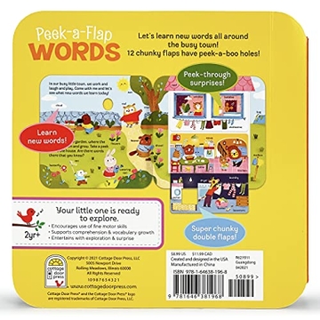 Peek-a-Flap Words Board Book for Kids Ages 1-5