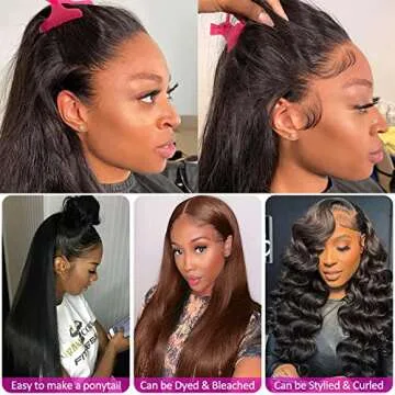 Hermosa 13x4 Lace Front Human Hair Wigs Pre Plucked with Baby Hair 220% Density 12A Brazilian Straight Human Hair Lace Front Wigs for Women Natural Hairline Natural Color 18 inch