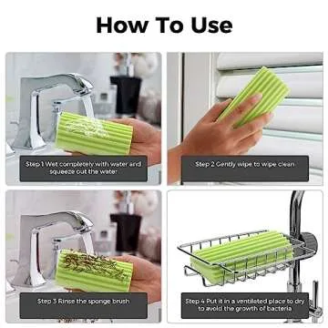 Jeymei 4-Pack Damp Clean Duster Sponge, Sponge Cleaning Brush, Duster for Cleaning Blinds, Glass, Baseboards, Vents, Railings, Mirrors, Window Track Grooves and Faucets Green Non-Scratch Sponges