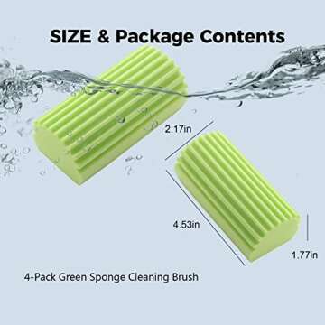 Jeymei 4-Pack Damp Clean Duster Sponge, Sponge Cleaning Brush, Duster for Cleaning Blinds, Glass, Baseboards, Vents, Railings, Mirrors, Window Track Grooves and Faucets Green Non-Scratch Sponges