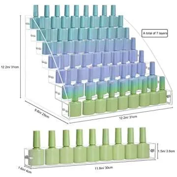 SMFANLIN 7 Tiers Nail Polish Holder Organizer, Multi-Level Acrylic Nail Polish Display Cases Rack, C...