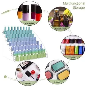 SMFANLIN 7 Tiers Nail Polish Holder Organizer, Multi-Level Acrylic Nail Polish Display Cases Rack, Clear Essential Oil Storage Display Stand - Hold up to 70 Bottles