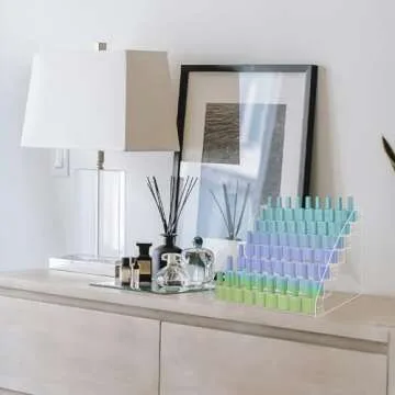 SMFANLIN 7 Tiers Nail Polish Holder Organizer, Multi-Level Acrylic Nail Polish Display Cases Rack, Clear Essential Oil Storage Display Stand - Hold up to 70 Bottles