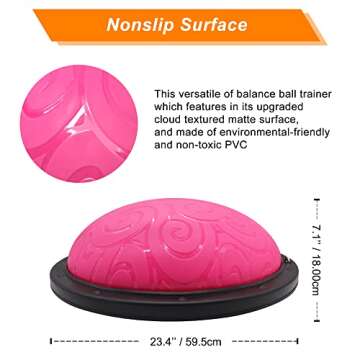 Ativafit Balance Ball Half Exercise Ball Balance Trainer Inflatable Yoga Ball for Home Gym Workouts Core Strength Fitness Half Ball with Resistance Bands, Pump, Support to 660 lbs