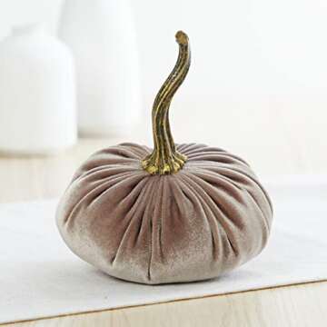 Set of 4 Small Velvet Pumpkins, Handmade Home Decor, Holiday Mantle Decor, Fall Halloween Thanksgiving Centerpiece, Rustic Fall Wedding Centerpiece (2 Luxe Moss, Olive, Taupe)