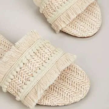 FRZTOUR Raffia Flat Sandals: Stylish Boho Beach Slides