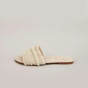 FRZTOUR Raffia Flat Sandals: Stylish Boho Beach Slides