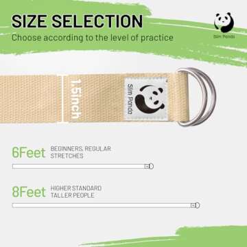 Slim Panda Yoga Strap for Flexible Fitness - Adjustable Cotton Belt