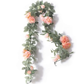 Affordable 2Pcs Flower Garland - Vintage Pink Floral Decor