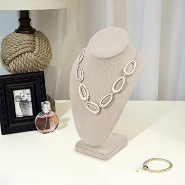 MOOCA Linen Covered Wood Jewelry Display - 6 3/8 W x 10 H