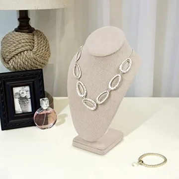 MOOCA Linen Covered Wood Jewelry Display - 6 3/8 W x 10 H