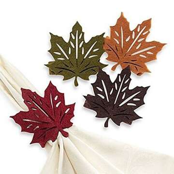 Fall Leaf Napkin Rings, Set of 4