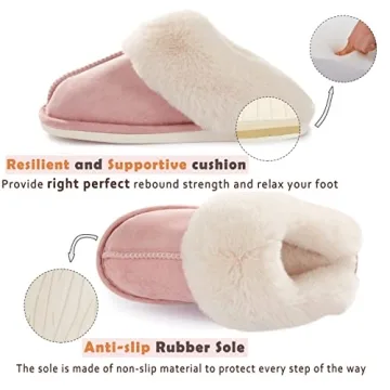 Cozy Donpapa Women's Memory Foam Slippers in Pink
