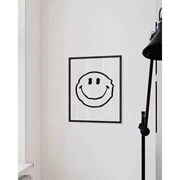 HAUS AND HUES Smiley Face Posters White Wavy Smiley Cool Posters for Room Aesthetic Dope Paintings Edgy Poster Black and White Prints Wall Art Aesthetic, Trendy Wall Art UNFRAMED 12” x 16”