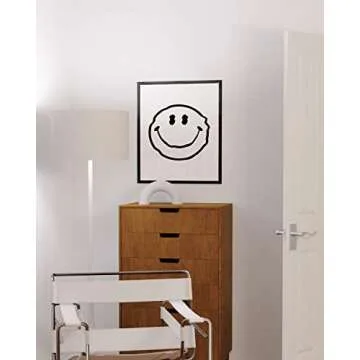 HAUS AND HUES Smiley Face Posters White Wavy Smiley Cool Posters for Room Aesthetic Dope Paintings Edgy Poster Black and White Prints Wall Art Aesthetic, Trendy Wall Art UNFRAMED 12” x 16”