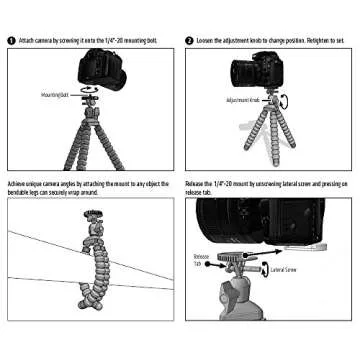 Arkon 11 inch Camera Tripod Mount for Canon Sony Nikon Samsung Cameras, Black/Blue