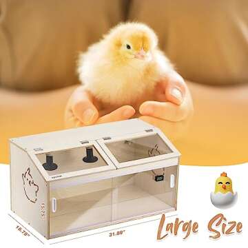 NEWTRY Chicken Brooder Box 32” Intelligent Sliding-Door Chick Brooder with 3 Heating Lamp, 1 Temp ...