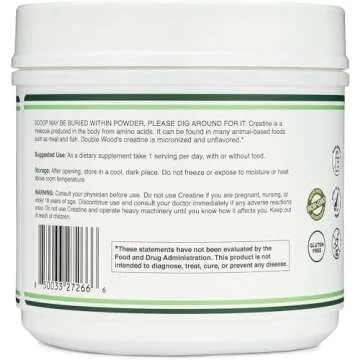 Creatine Monohydrate Powder 1.1lbs (100 Servings of 5 Grams Each - Third Party Tested Micronized Creatine Powder) (with Scoop)(Creatina Monohidratada) by Double Wood