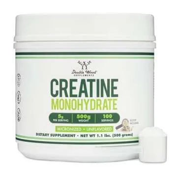 Creatine Monohydrate Powder 1.1lbs (100 Servings of 5 Grams Each - Third Party Tested Micronized Creatine Powder) (with Scoop)(Creatina Monohidratada) by Double Wood