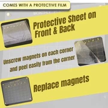 SIMPLY STATIONARY - Acrylic Calendar For Fridge 16 x 12 - New Gold Color Upgraded Stronger Magnets- Clear magnetic calendar for fridge - Reusable Monthly/ Weekly Planner for Home Organization.