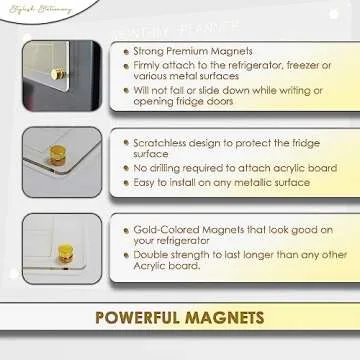 SIMPLY STATIONARY - Acrylic Calendar For Fridge 16 x 12 - New Gold Color Upgraded Stronger Magnets- Clear magnetic calendar for fridge - Reusable Monthly/ Weekly Planner for Home Organization.