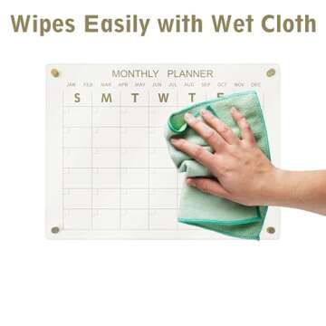 SIMPLY STATIONARY - Acrylic Calendar For Fridge 16 x 12 - New Gold Color Upgraded Stronger Magnets- Clear magnetic calendar for fridge - Reusable Monthly/ Weekly Planner for Home Organization.