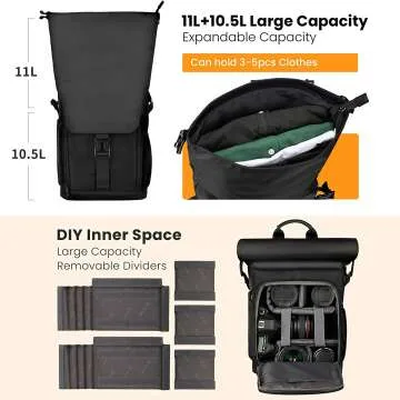 TARION Waterproof Camera Backpack with Laptop Sleeve