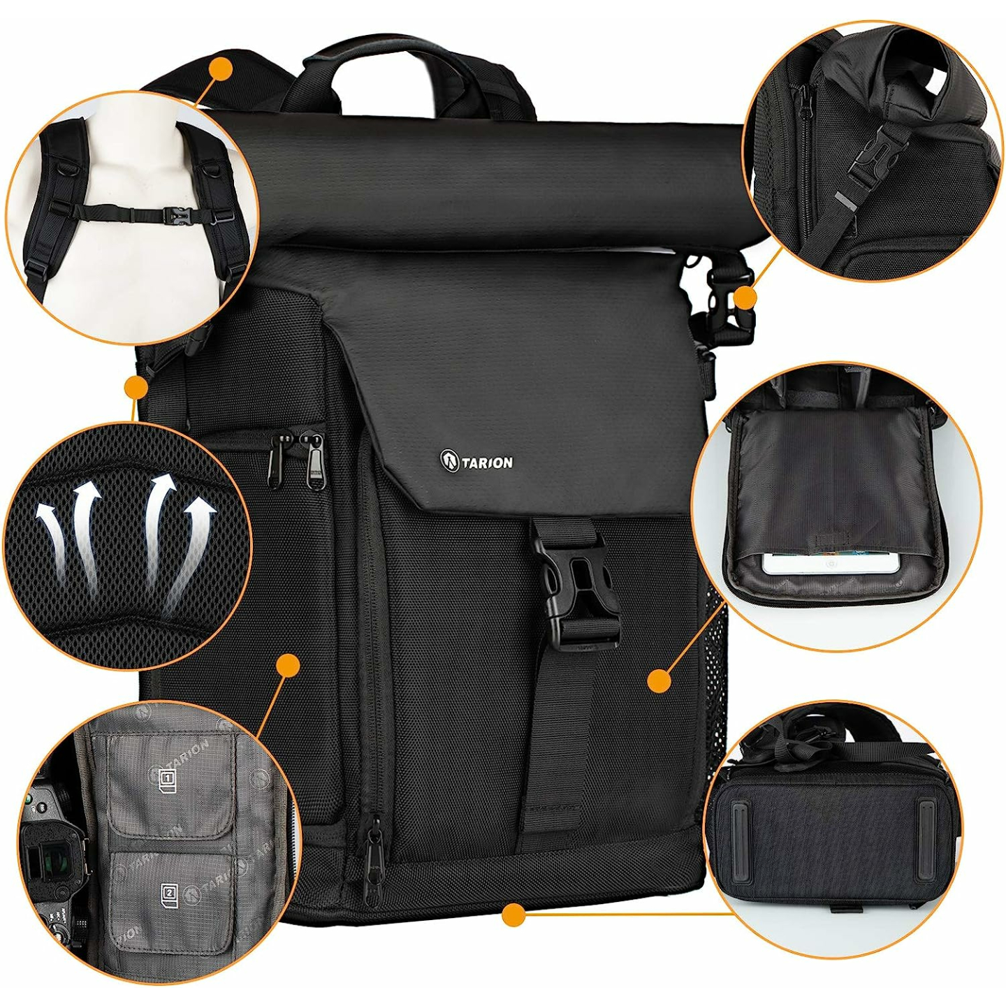 TARION Waterproof Camera Backpack with Laptop Sleeve