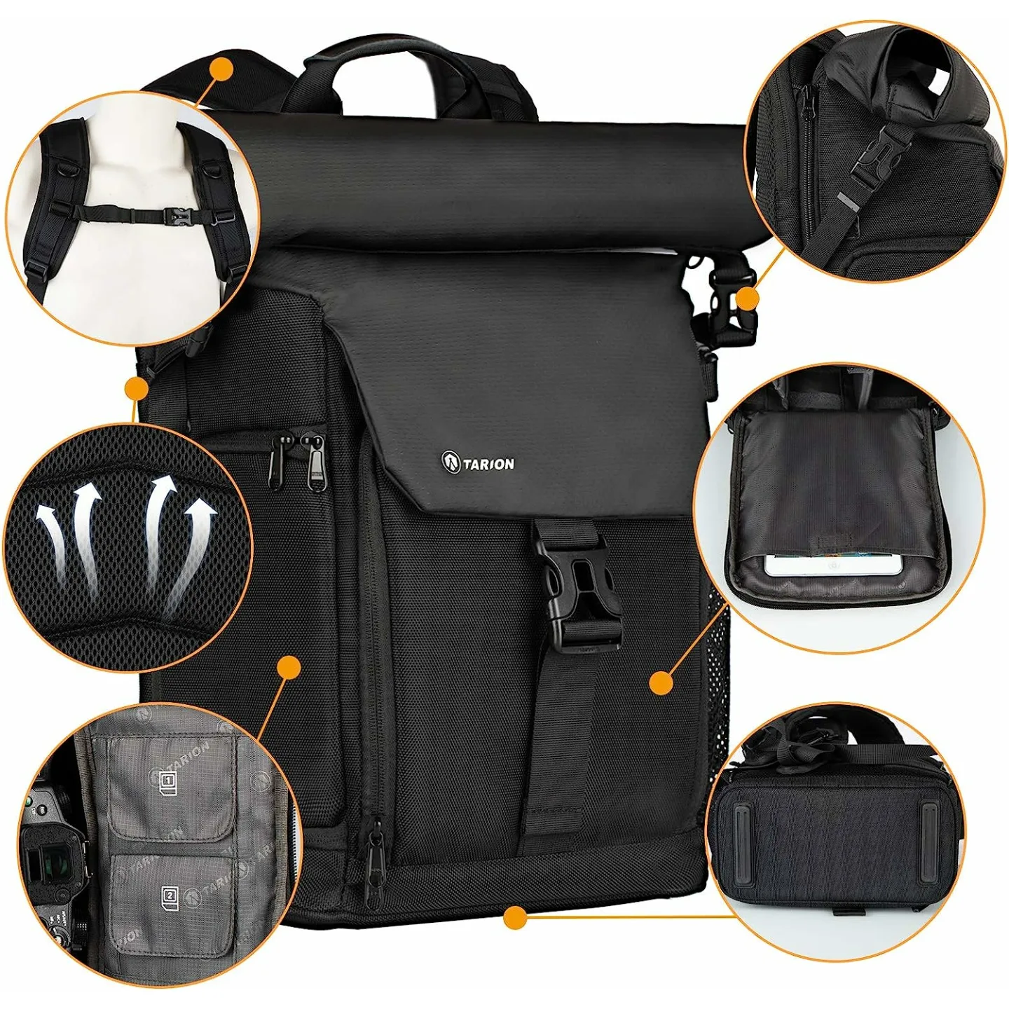 TARION Waterproof Camera Backpack with Laptop Sleeve