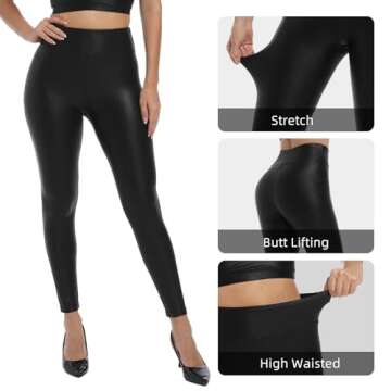 Hody Lovy Faux Leather Leggings with Tummy Control