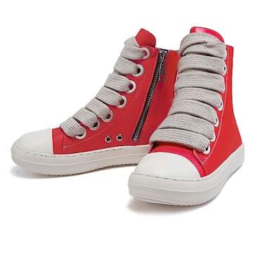 IMPREMEY Women's High Top Sneakers Lace Up PU Leather Shoes with Thick Soles and Zipper, Fashionable Comforts Walking Shoes