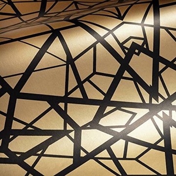 RoomMates Black and Gold Shatter Geometric Wallpaper