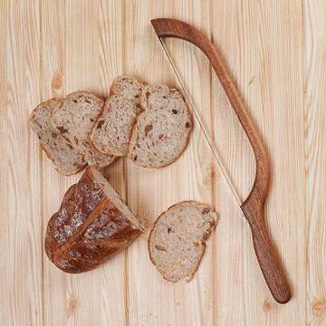 Uprichya Wooden Bread Bow Knife for Sourdough -16" Serrated Sourdough Knife Slicer, Sourdough Bread Cutter Slicer Fiddle Bow Bread Knife, Bread Saw Knife for Homemade Bread Sourdough