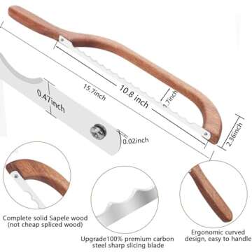 Uprichya Wooden Bread Bow Knife for Sourdough -16" Serrated Sourdough Knife Slicer, Sourdough Bread Cutter Slicer Fiddle Bow Bread Knife, Bread Saw Knife for Homemade Bread Sourdough