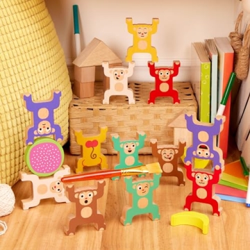 Engaging Wooden Stacking Monkeys for Kids 3 Years