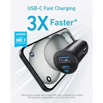 Anker USB-C Car Charger, iPhone 16 Car Charger, 30W 2-Port Type-C Car Adapter, PowerIQ 3.0, for iPho...