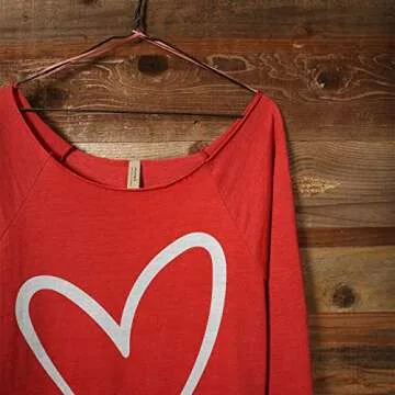 Simply Heart Love Valentine's Day Slouchy Shirt - Red