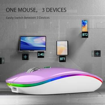 TENMOS Wireless Bluetooth Mouse with LED Lights