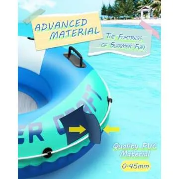 Sebor Heavy Duty River Tube, Inflatable Floating Tube with Backrests, Cupholders & Handles - Extra Large, Deluxe Pool Tube for Summer Relaxation - Blue (Single Seat 1 Pack)